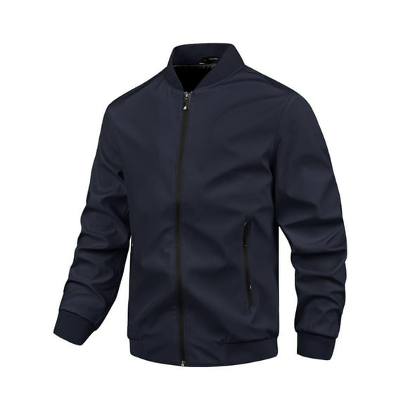 Paiwinds Men's Stand Collar Pullover Jacket Full Zip Cardigan Long Sleeve Solid Color Fleece Coat with Zippered Pockets for Modern Casual