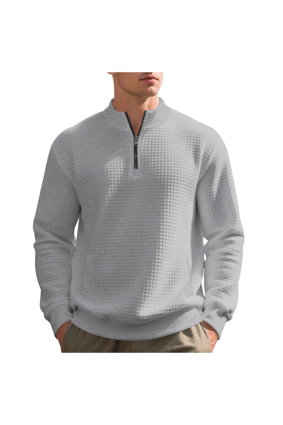 Men's Stand Collar Pullover, Solid Color Long Sleeve Sweatshirt with Chest Pocket, Comfort Fit Casual Top for Everyday Streetwear and Lounge