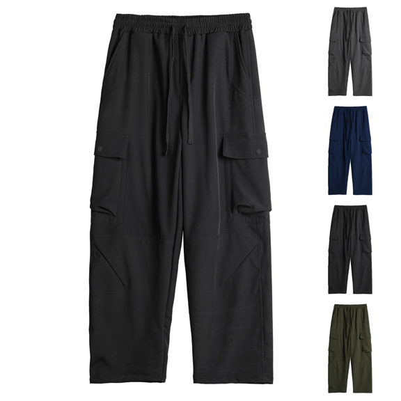 Paiwinds Men's Straight Leg Jogger Pants Solid Color Versatile with Drawstring Elastic Waist for Casual Wear, Home Lounge, Everyday Activities and Comfortable All-Day Use