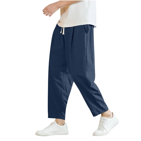 Paiwinds Men's Streamlined Casual Pants with Elastic Waist and Drawstring for Uncomplicated Style and Daily Wear