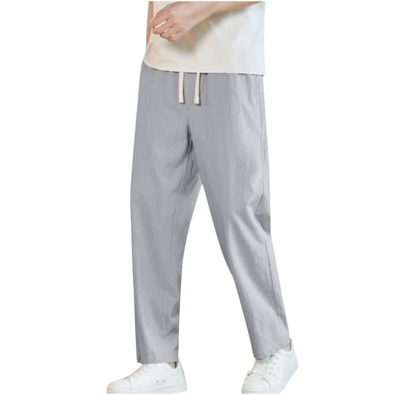 Paiwinds Men's Streamlined Casual Pants with Elastic Waist and Drawstring for Uncomplicated Style and Daily Wear