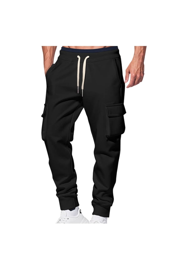 Men's Streamlined Modern Cargo Pants with an Elastic Drawstring Waist, Sleek Straight-Leg Design and Minimalist Aesthetic for Urban Exploration and Daily Wear