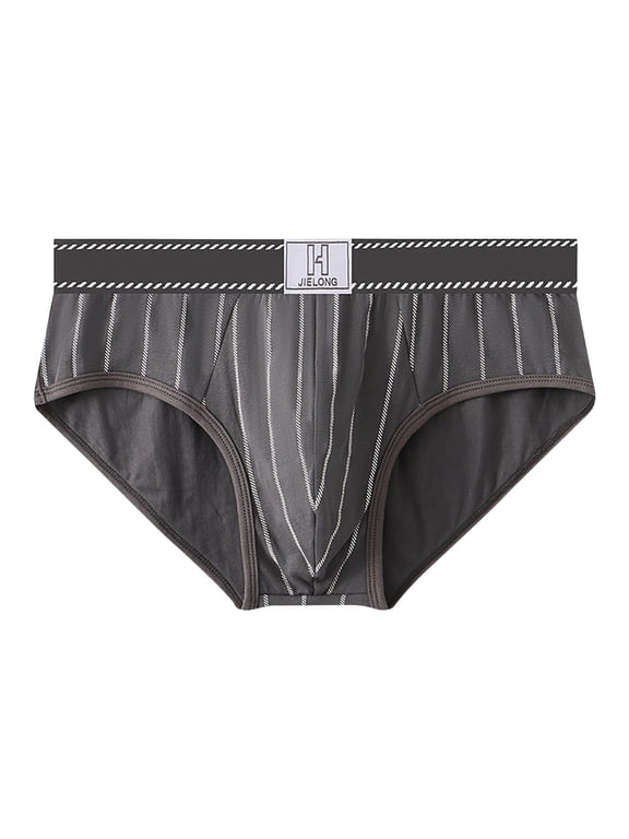 Men's Striped Mid Waist Briefs Breathable Soft Casual Underwear 5-Pack Comfortable Fit
