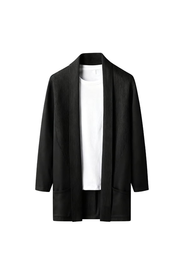 Men's Tailored Overcoat Button Front Turn-Down Collar Long Sleeve Mid-Length Solid Color Smart Coat for Formal and Semi-Formal Occasions