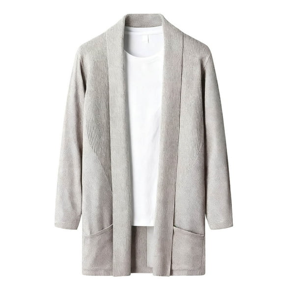 Paiwinds Men's Tailored Overcoat Button Front Turn-Down Collar Long Sleeve Mid-Length Solid Color Smart Coat for Formal and Semi-Formal Occasions