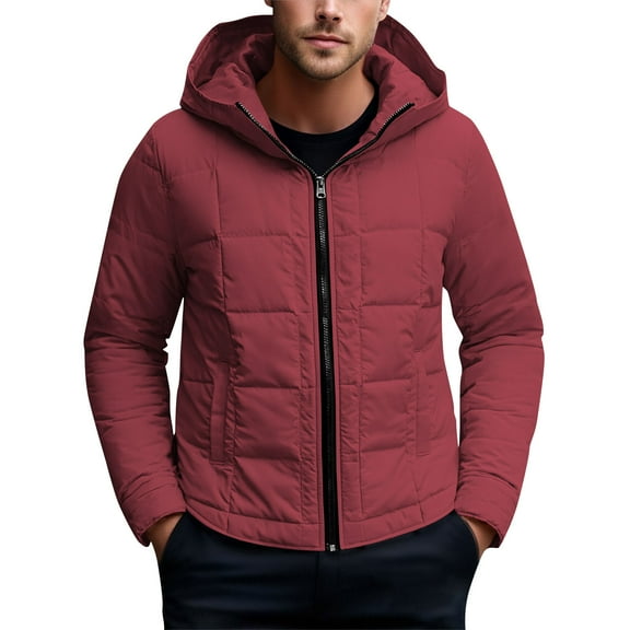 Paiwinds Men's Thermal Hooded Jacket Full Zip Cardigan Long Sleeve Solid Color Fleece Lined Winter Coat with Pockets for Seasonal Warmth