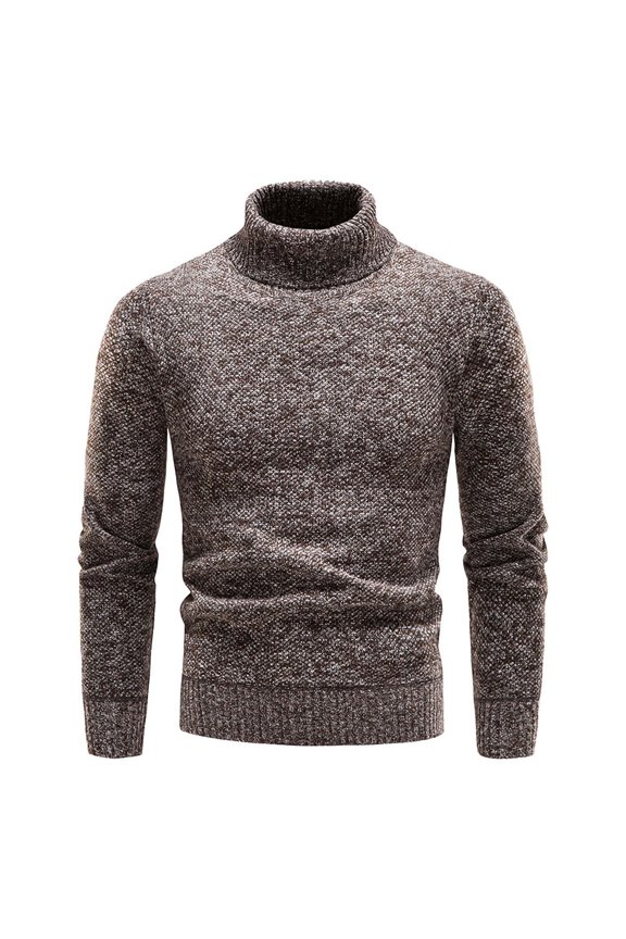 Men's Thick High Neck Sweater with Long Sleeves, Soft Knitted Fabric for Excellent Warmth and Comfort in Cold Weather, Loose Fit Ideal for Daily Wear or as a Base Layer