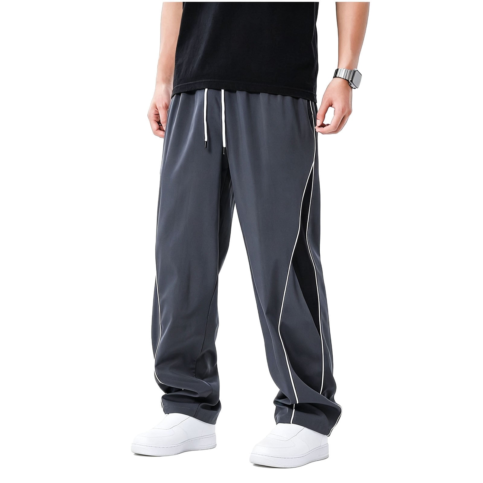 Paiwinds Men's Track Pants Striped Side Drawstring Elastic Waist ...