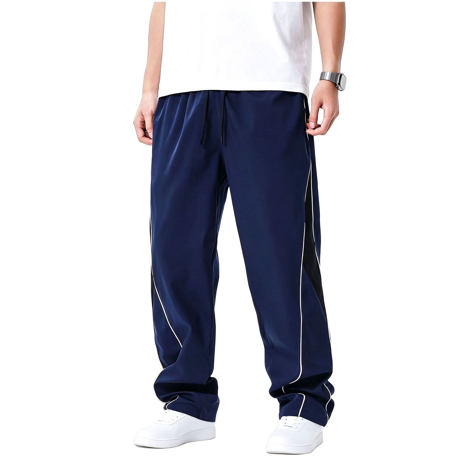 Paiwinds Men's Track Pants Striped Side Drawstring Elastic Waist ...