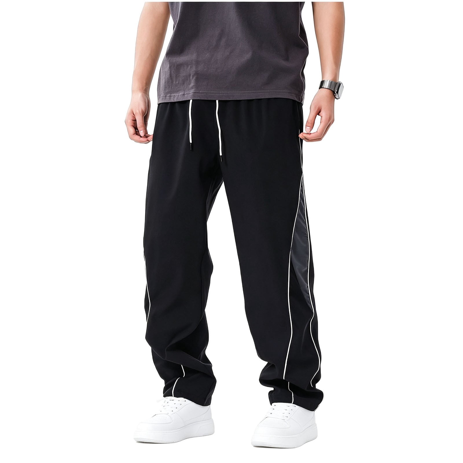Paiwinds Men's Track Pants Striped Side Drawstring Elastic Waist ...