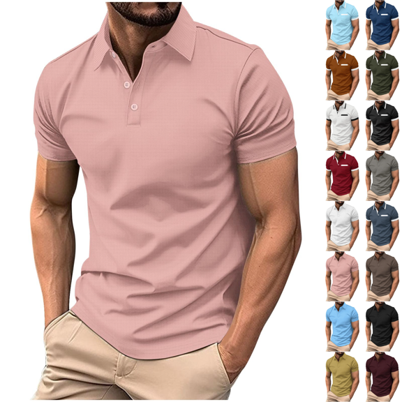 Paiwinds Men’s Turndown Collar Short Sleeve Shirt Poly-Ray-Cotton-Spandex Soft Breathable,Versatile Summer Casual,S-3XL 8 Colors