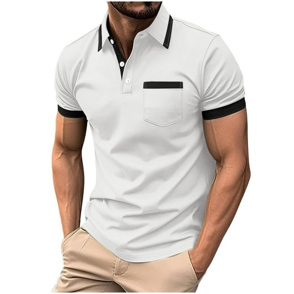 Paiwinds Men’s Turndown Collar Short Sleeve Shirt Poly-Ray-Cotton-Spandex Soft Breathable,Versatile Summer Casual,S-3XL 8 Colors