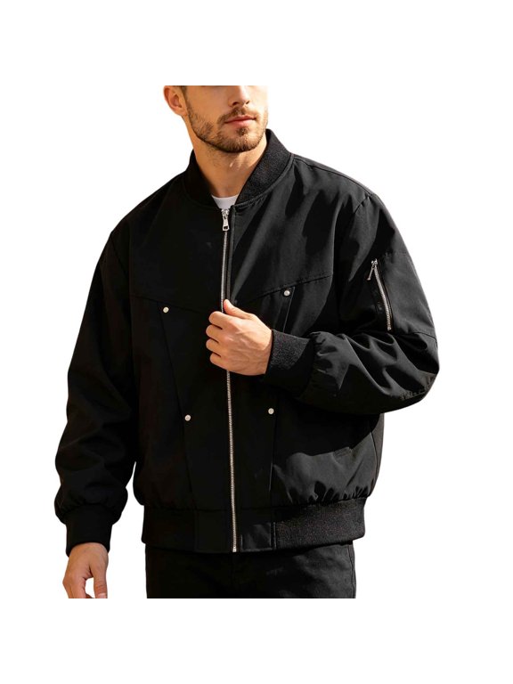 Men's Utility Jacket Full Zip Multi Pocket Long Sleeve Loose Fit Casual Warm Winter Outerwear for Work Vacation Holiday Daily Wear and Travel