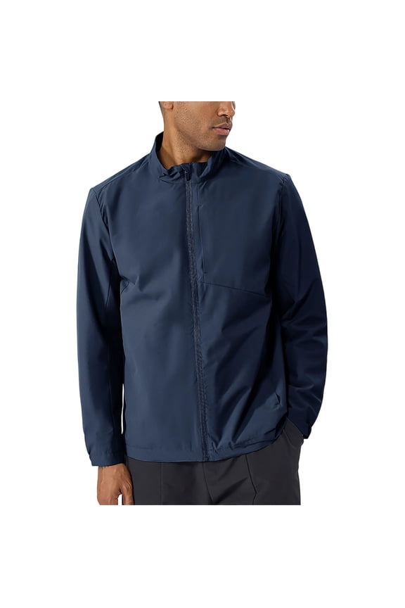 Men's Windbreaker Jacket with Full Zip Closure, Water Repellent Stand Collar, Windproof Design, and Lightweight Protection for Outdoor Activities, Running, and Casual Wear