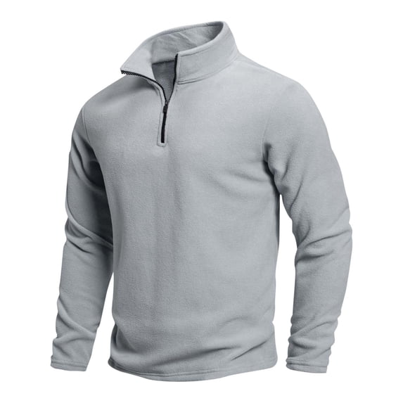 Paiwinds Men's Winter Fleece Quarter Zip Pullover - Solid Color Stand Collar Long Sleeve Top with Soft Brushed Lining for Cold Weather Comfort and Casual Outdoor Activities