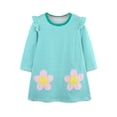 thumbnail image 1 of Paiwinds Summer Toddler Girls T-Shirt Dress Striped Crew Neck Long Sleeve Ruffle Shoulder Casual Relaxed Fit Mini Dresses for Little Kids, 1 of 9