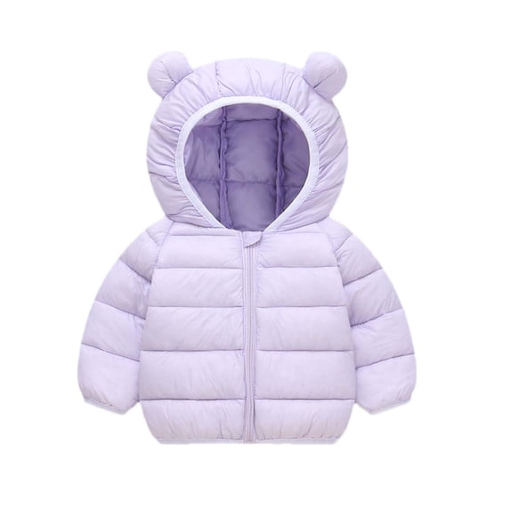 Paiwinds Toddler Boys Girls Hooded Puffer Jacket with Adorable Bear Ears Design, Winter Zip Up Coat with Warm Padded Insulation for Cold Weather Protection and Playful Outdoor Activities