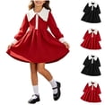 thumbnail image 1 of Paiwinds Toddler Girls Sweater Dress Long Sleeve Pearl Collared Button Front A-Line Casual Dressy Outfit for School Holiday Party and Daily Wear, 1 of 9