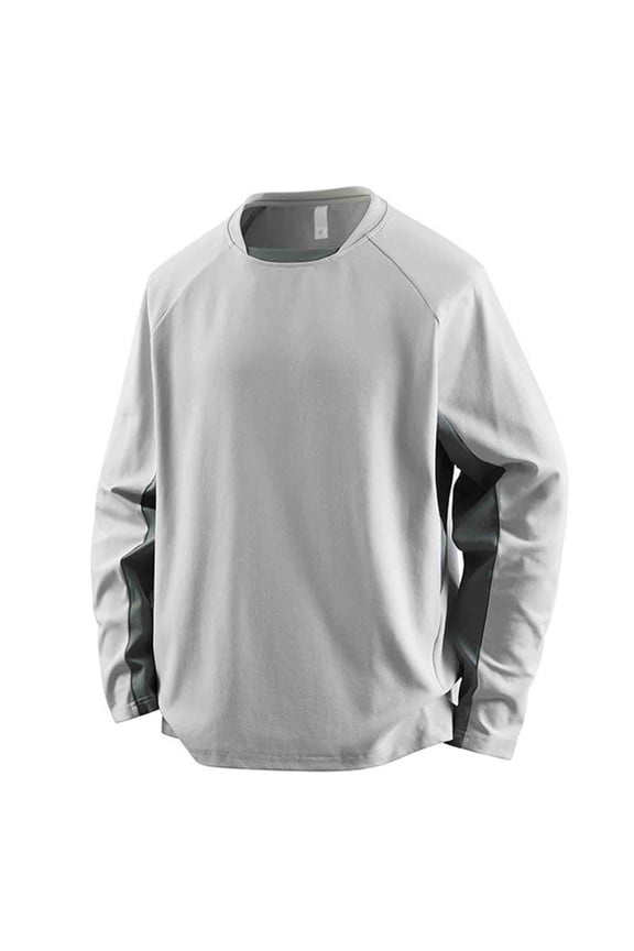 Unisex Color-Block Raglan Long-Sleeve Tee, Crew Neck Sport Training Top, Lightweight Polyester Casual Layer for Spring Summer Gym Run Daily