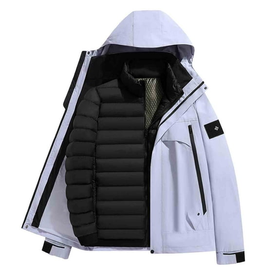 Paiwinds Unisex Heavyweight Winter Coat Full Zip Hooded Long Sleeve Solid Color Windproof Fleece Lined Parka with Multiple Pockets
