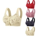 thumbnail image 1 of Paiwinds Women's Front Closure Bra - Wirefree Floral Print Comfort Bra with Wide Straps, Plus Size Everyday Underwear, 1 of 8
