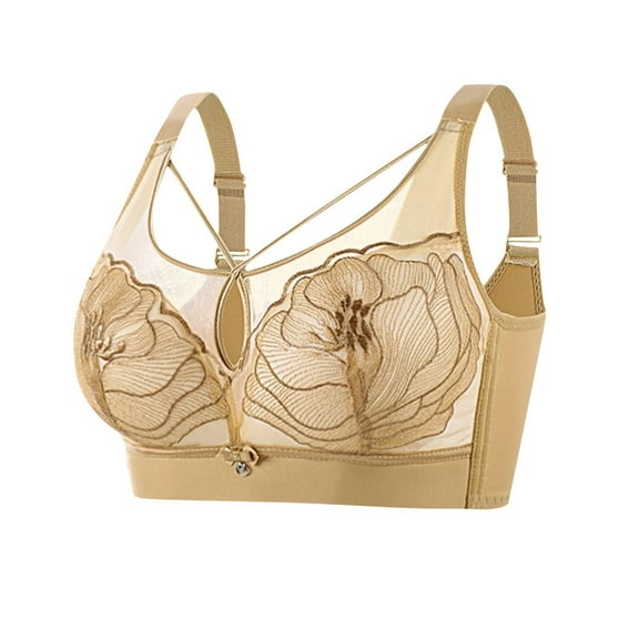 Paiwinds Woman's Large Size Rear Four Buckle Bra - No Underwire Breathable Comfort Adjustable Support for Plus Size Daily Wear