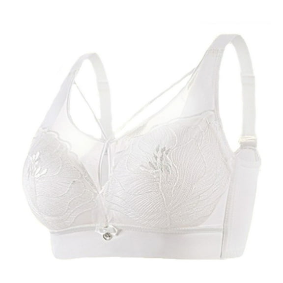 Paiwinds Woman's Large Size Rear Four Buckle Bra - No Underwire Breathable Comfort Adjustable Support for Plus Size Daily Wear