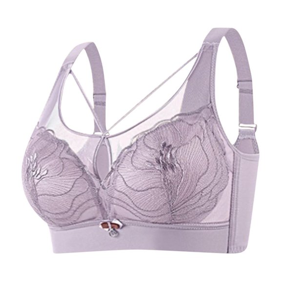 Paiwinds Woman's Large Size Rear Four Buckle Bra - No Underwire Breathable Comfort Adjustable Support for Plus Size Daily Wear