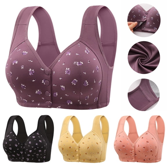 Paiwinds Woman's Solid Color Large Bra - Jacquard Vest Wide Strap No Underwire Breathable Support for Plus Size Women Daily Wear