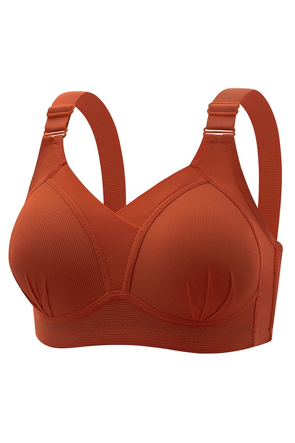 Woman's Solid Color Wireless Bra for Plus Size Comfort, Simple Elegant Design with Breathable Gathering Support, No Underwire for Flattering Everyday Fit