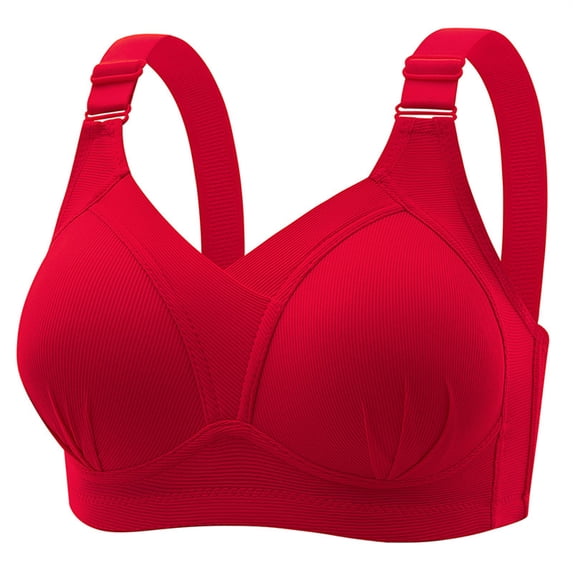 Paiwinds Wireless Bras for Women Seamless Ribbed Full Coverage Wide Straps Comfortable Everyday Underwear