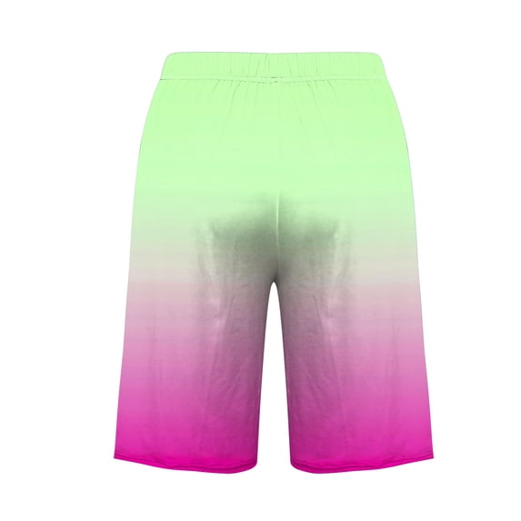 Paiwinds Women Casual Printed Ombre Elastic Drawstring Shorts Home Sleep Bermuda Shorts with Side Pockets Fringe Mid Rise
