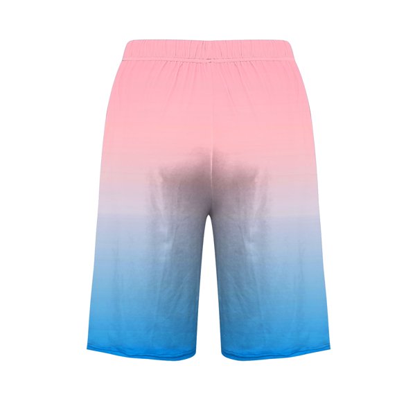 Paiwinds Women Casual Printed Ombre Elastic Drawstring Shorts Home Sleep Bermuda Shorts with Side Pockets Fringe Mid Rise