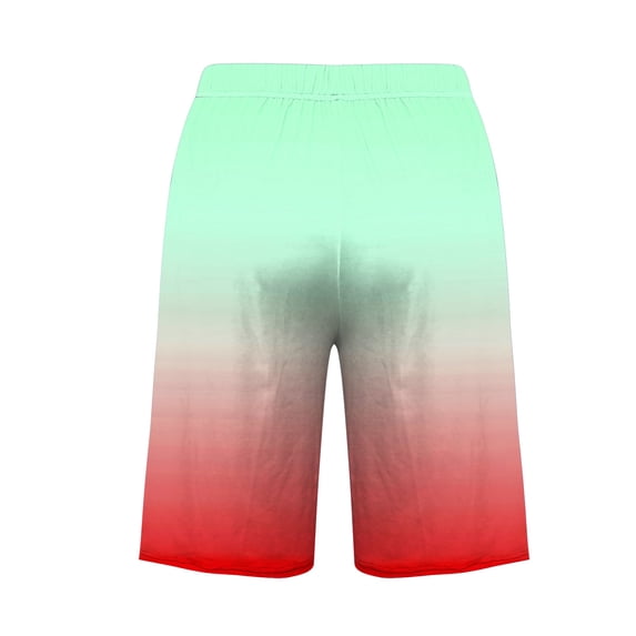 Paiwinds Women Casual Printed Ombre Elastic Drawstring Shorts Home Sleep Bermuda Shorts with Side Pockets Fringe Mid Rise