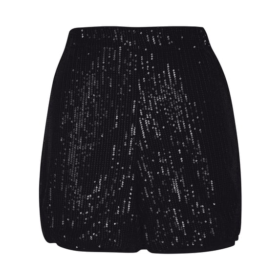 Paiwinds Women Party Sequin Elastic High Waist Shorts Beach Vacation Hotpants with Fringe Sequins for Summer Nights