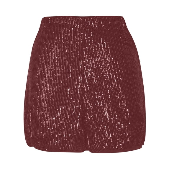 Paiwinds Women Party Sequin Elastic High Waist Shorts Beach Vacation Hotpants with Fringe Sequins for Summer Nights