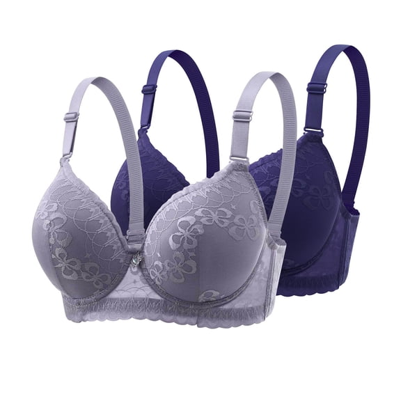 Paiwinds Women's Push Up Bras 2-Piece Lace Set Comfortable Breathable No Rims Embroidery Daily Bras B C Cup, Size 36BC-46BC