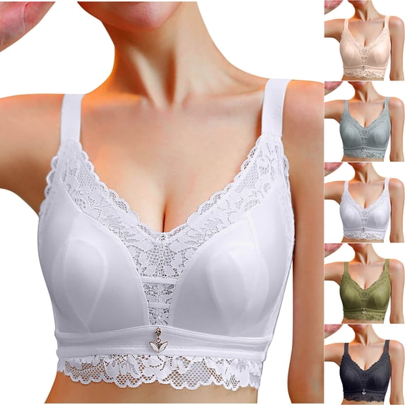 Paiwinds Push Up Bras for Women Lace Wireless Rabbit Ear Cups Side Support Comfortable Everyday, Size 36D-48D
