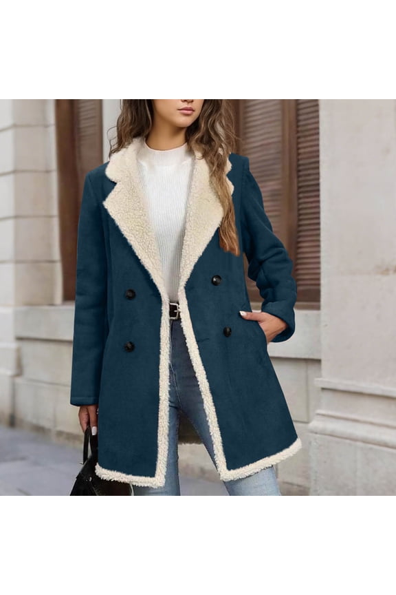 Women's Casual Faddish Patchwork Jacket Button Closure Multiple Pockets Long Sleeve Coat for Outdoor Adventures and Everyday Stylish Wear