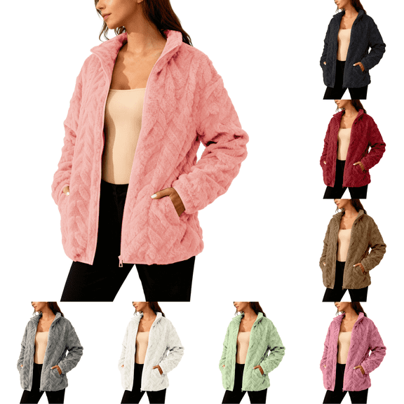 Paiwinds Women's Casual Solid Color Sweatshirts with Long Sleeve Zipper Design, Casual Coat Jacket Outwear for Versatile Styling with Comfortable Fabric and Practical Features