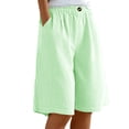 thumbnail image 1 of Paiwinds Women's Casual Stripe Wide Leg Shorts with Pockets, Elastic Waist, Stretchy Nylon Spandex, Loose Fit Summer Shorts, Multiple Colors., 1 of 8