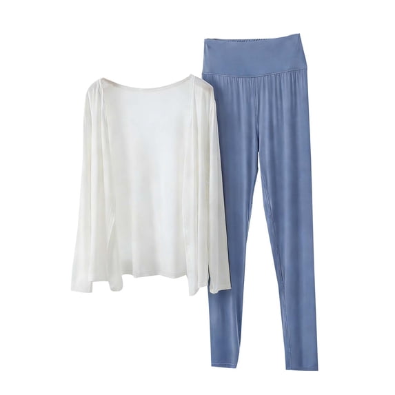 Paiwinds Women‘s Collared Button Front Long Sleeve Pajama Set - Modal Blend Relaxed Pants, Comfortable Cardigan Loungewear