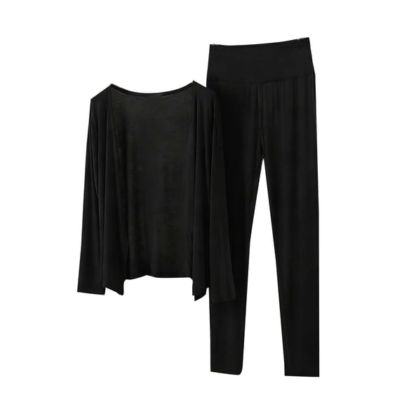 Paiwinds Collared Button Front Pajama Set for Women - Long Sleeve Top & Relaxed Pants, Cotton Blend Cardigan Style Loungewear