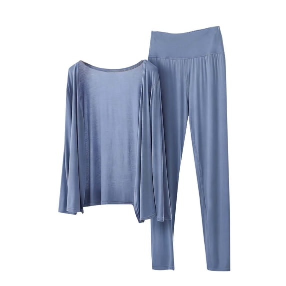 Paiwinds Collared Button Front Pajama Set for Women - Long Sleeve Top & Relaxed Pants, Cotton Blend Cardigan Style Loungewear