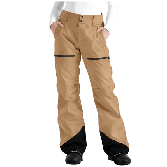 Paiwinds Women's Colorblocked Pocket Fleece Ski Pants, Elastic Waist, Straight Leg Cargo Style, Water Resistant, Multiple Colors.