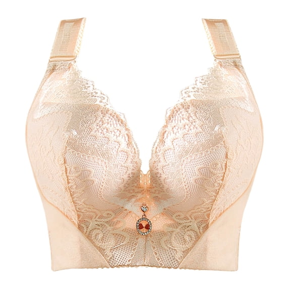 Paiwinds Women's Comfortable Lace Bra - C Cup Support Gathering Side Coverage for Larger Sizes Everyday Wear