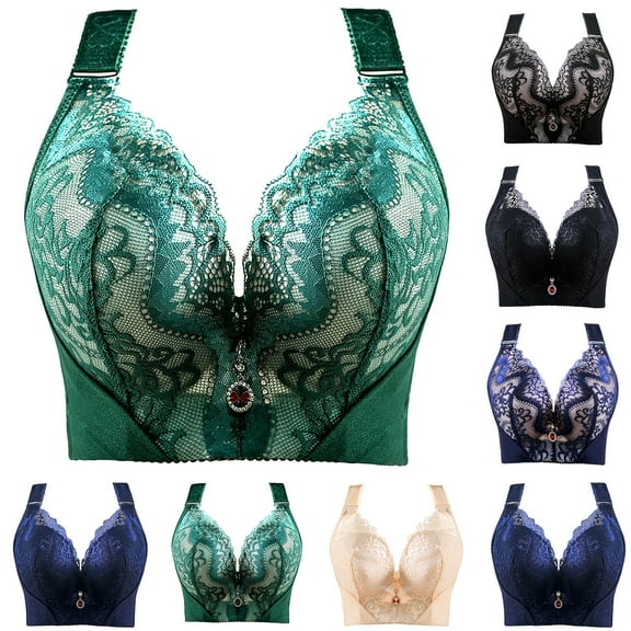 Paiwinds Women's Comfortable Lace Bra - C Cup Support Gathering Side Coverage for Larger Sizes Everyday Wear