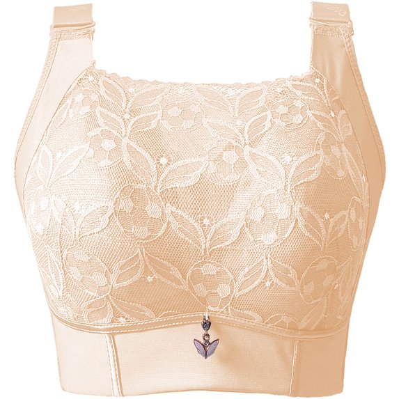 Paiwinds Women's Comfortable Lace Bra - Plus Size C Cup Support Gathering Side Coverage for Everyday Wear