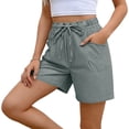 thumbnail image 1 of Paiwinds Women's Cotton Linen Style Striped Drawstring Shorts with Pockets, Elastic Waist, Straight Leg Breathable Casual Shorts, Multiple Colors., 1 of 9