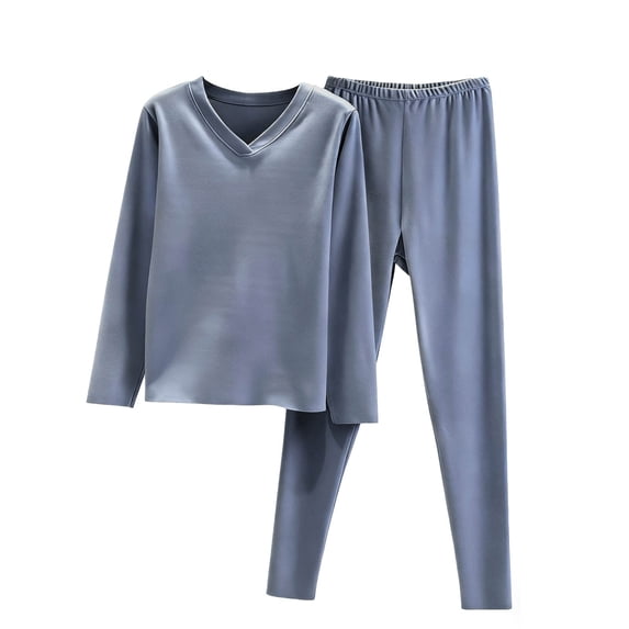 Paiwinds V-Neck Pajama Set for Women - Long Sleeve Loose Fit Top & Straight Pants, Warm Winter Loungewear for Home